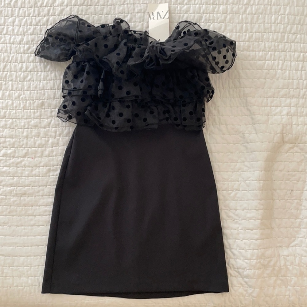 Zara Polka dot off the shoulder dress